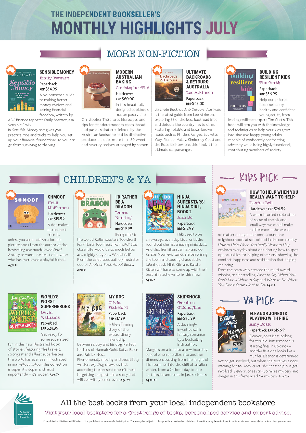 The Independent Bookshop's Monthly Highlights July 2025 Newsletter