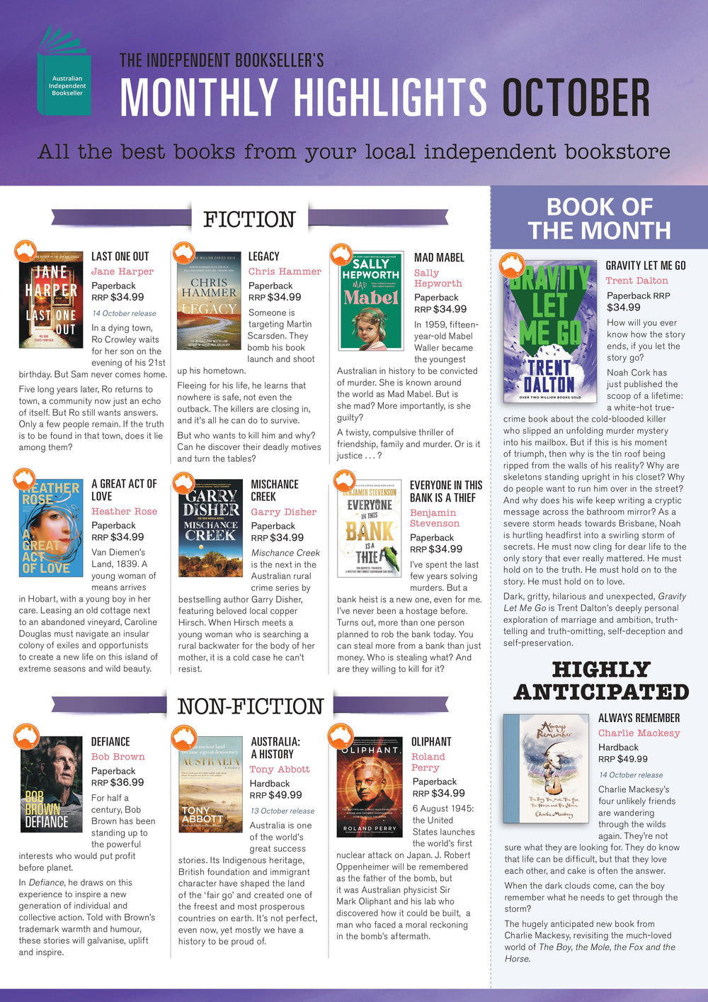 The Independent Bookshop's Monthly Highlights October 2025 Newsletter