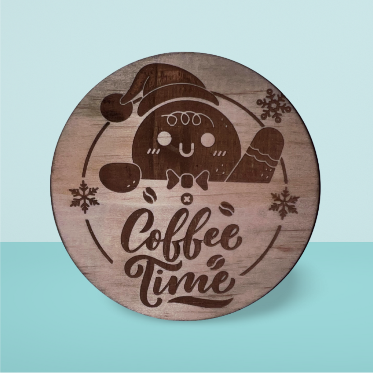 Wooden Coaster:  Gingerbread Coffee Time