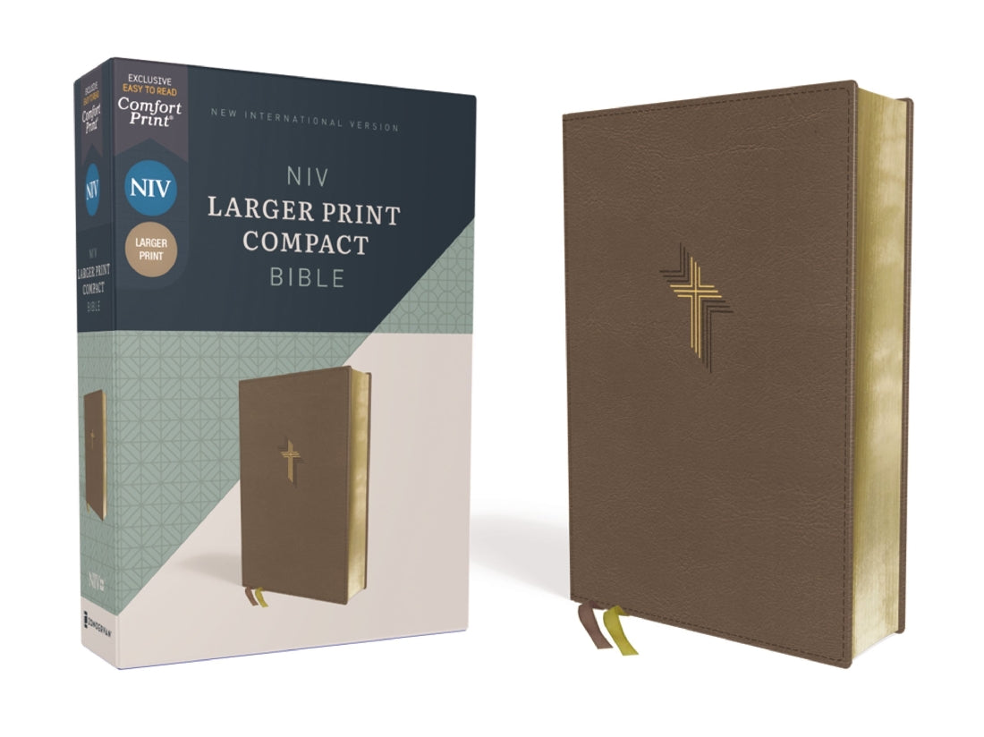 NIV Larger Print Compact Bible, Red Letter, Comfort Print [Brown