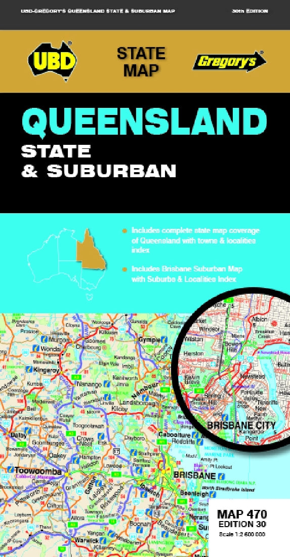 Queensland State & Suburban Map 470 30th ed