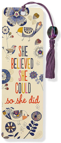 Load image into Gallery viewer, She Believed She Could Beaded Bookmark cover image
