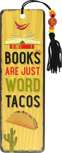 Load image into Gallery viewer, Books are Just Word Tacos Beaded Bookmark cover image
