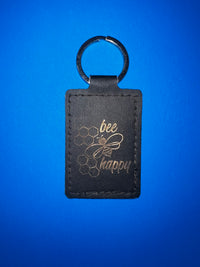 Load image into Gallery viewer, Leather Keyring: Bee Happy (assorted colours)
