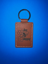 Load image into Gallery viewer, Leather Keyring: Bee Happy (assorted colours)
