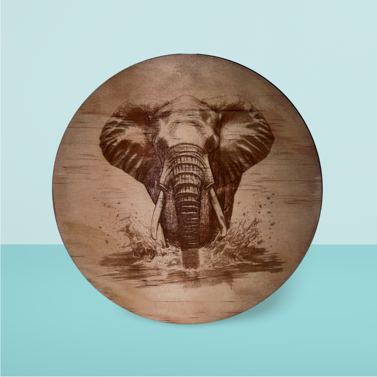 Wooden Round:  Elephant (20cm)