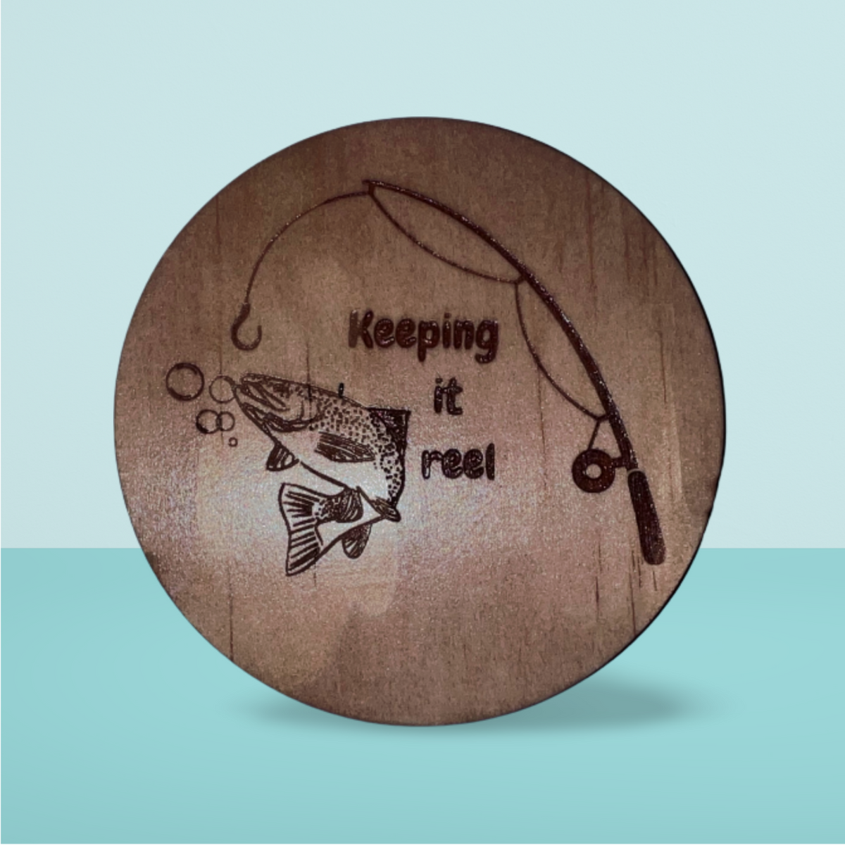 Wooden Coaster:  Fishing Reel