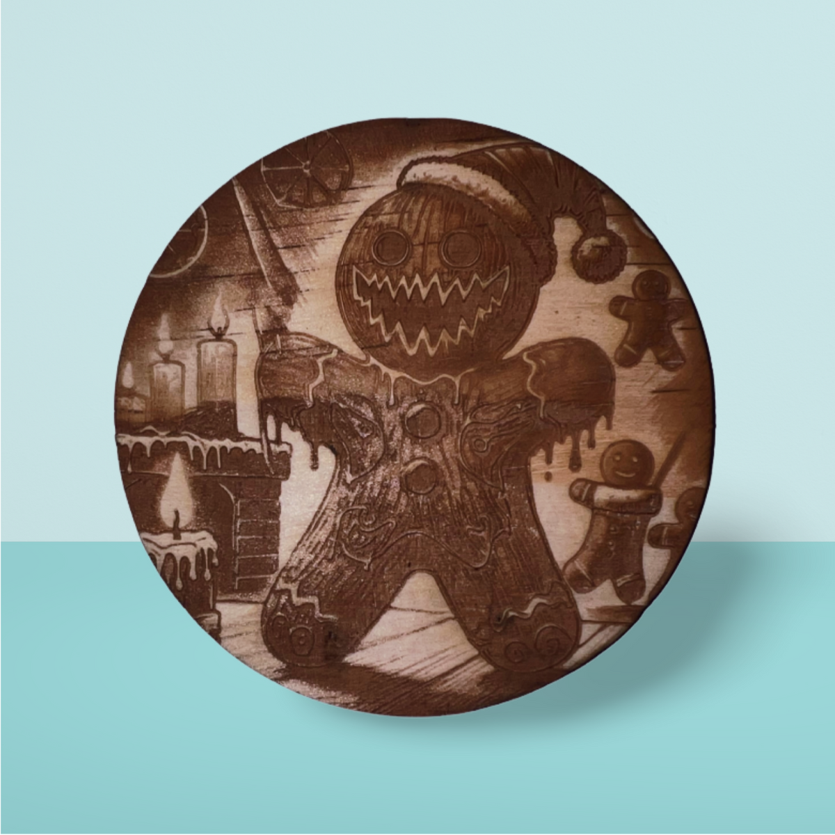 Wooden Coaster:  Christmas Gingerbread