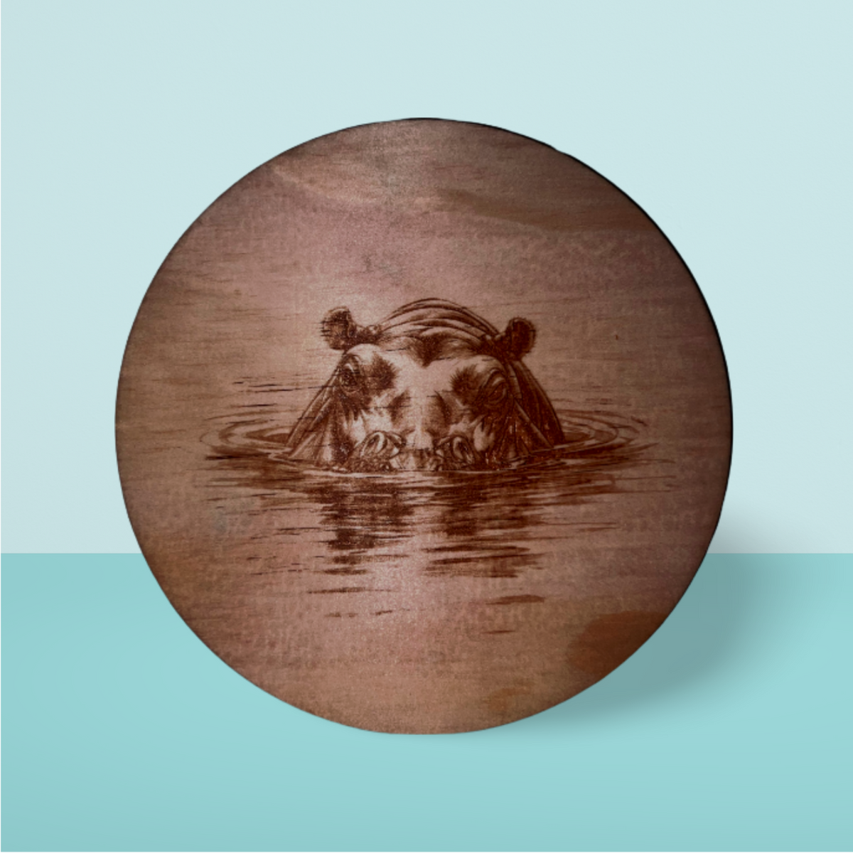 Wooden Round:  Hippo (20cm)