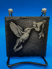 Load image into Gallery viewer, Square Slate Coaster: Hummingbird (assorted)
