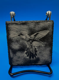Load image into Gallery viewer, Square Slate Coaster: Hummingbird (assorted)
