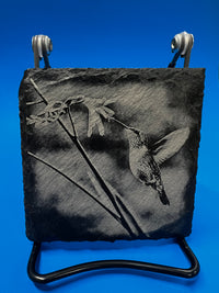 Load image into Gallery viewer, Square Slate Coaster: Hummingbird (assorted)
