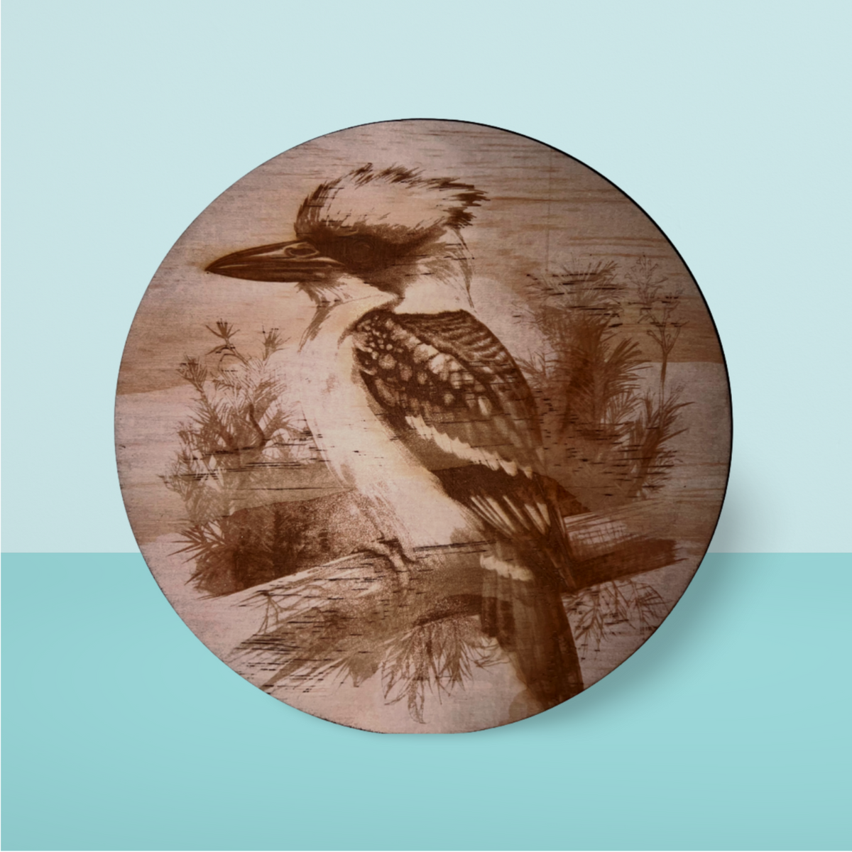 Wooden Round:  Kookaburra (20cm)