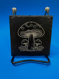 Load image into Gallery viewer, Square Slate Coaster: Mushroom (assorted)
