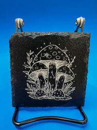 Load image into Gallery viewer, Square Slate Coaster: Mushroom (assorted)
