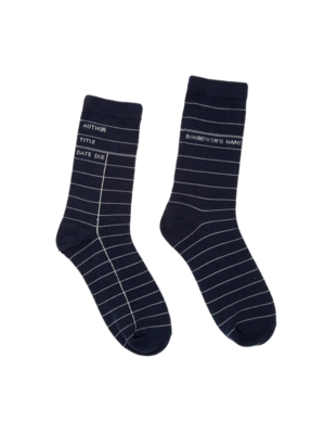 Library Card: Navy Socks Large