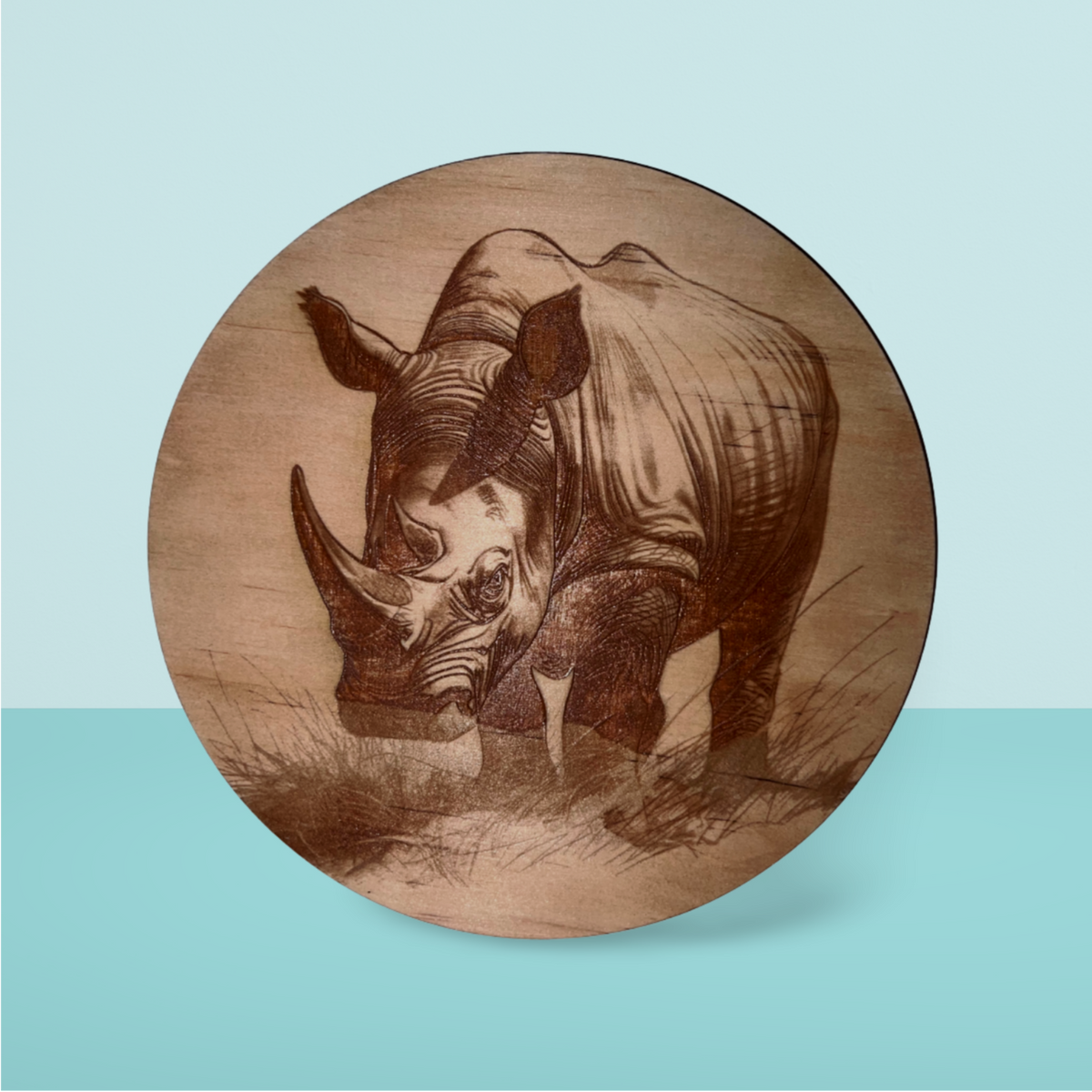 Wooden Round:  Rhino (20 cm)