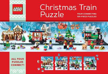 LEGO Christmas Train Puzzle Four Connecting 100-Piece Puzzles