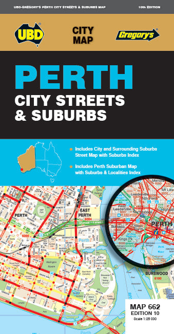 Perth City Streets & Suburbs Map 662 10th edition