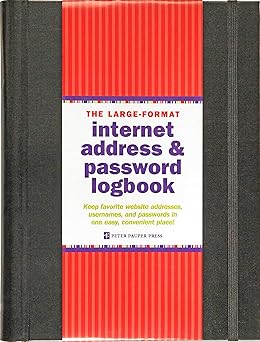 Large-Format Internet Address & Password Logbook (removable cover band for security)