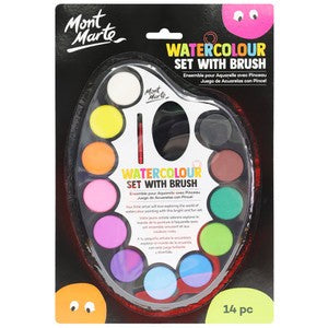 MM Watercolour Set with Brush 14pc MMKC0218