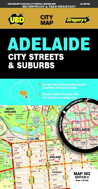 Adelaide City Streets & Suburbs Map 562 9th ed (waterproof)