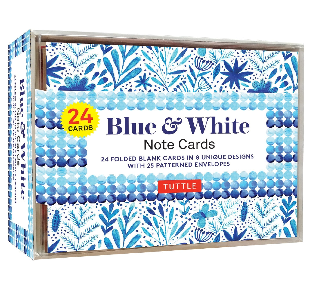 Blue & White Note Cards - 24 Cards