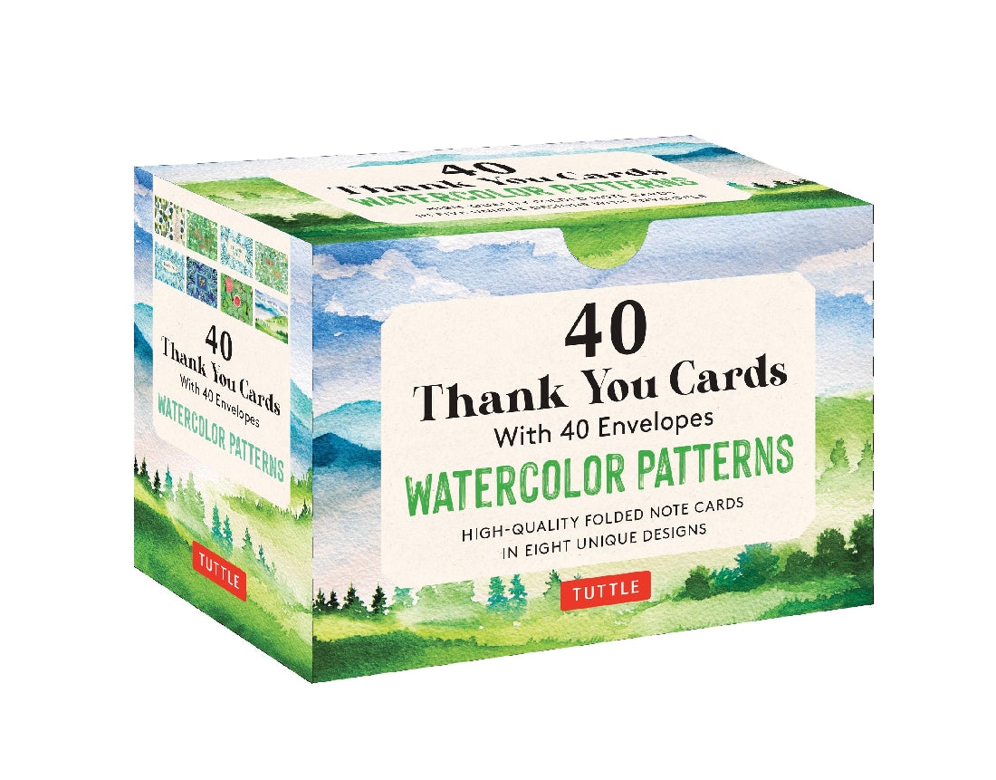 Watercolors Patterns 40 Thank You Cards with Envelopes