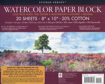 Studio Series Watercolor Paper Block (20 sheets 8" x 10", 20% cotton)